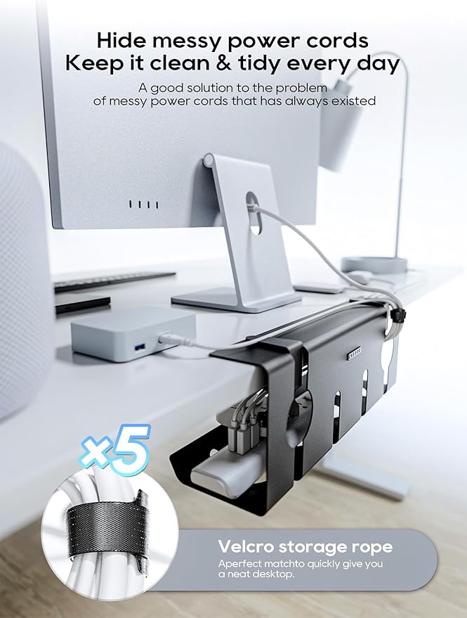 NODOCA No Drill Under Desk Cable Management Tray, Punch-Free Clamp on, Metal - Image 3