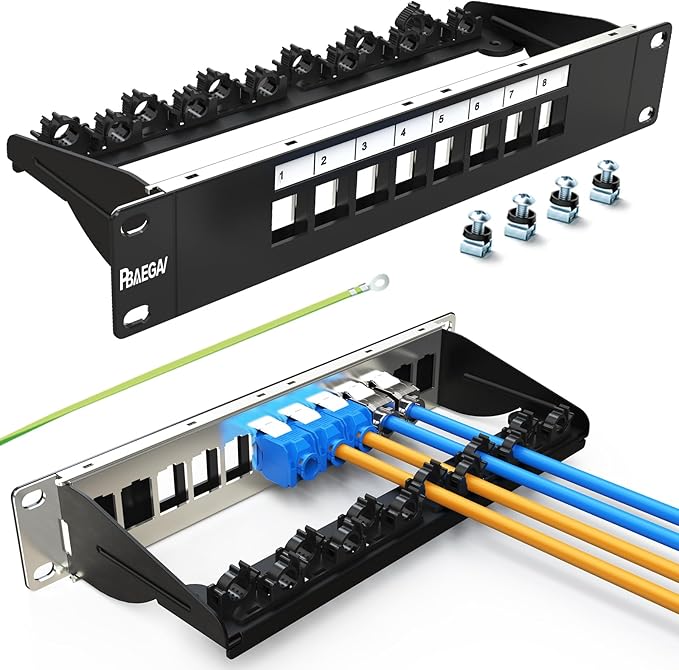 PBAEGAV 8 Port Patch Panel Blank UTP/STP 1U 10“ Keystone Patch Panel by PBAEGAV