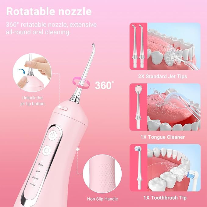 JNGOODS Cordless Water Dental Flosser Oral irrigator, JNGOODS 300ml - Image 4