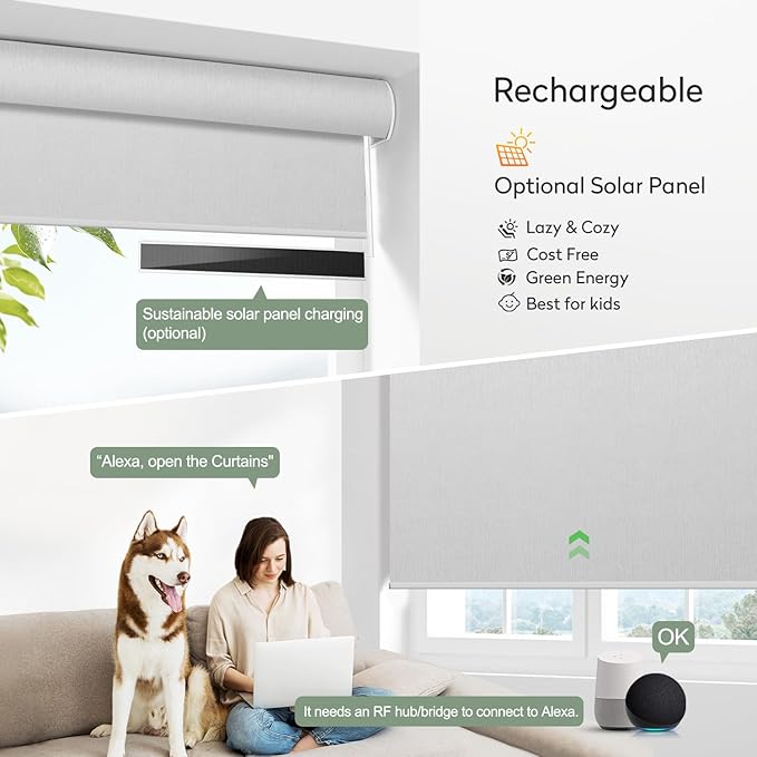 Zshine Motorized Blackout Window Blinds Customize Width Remote Control Wireless - Image 5