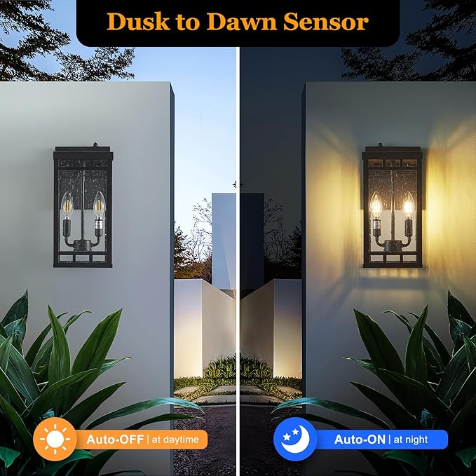 13.5” Dusk to Dawn Sensor Outdoor Wall Lights - Image 3