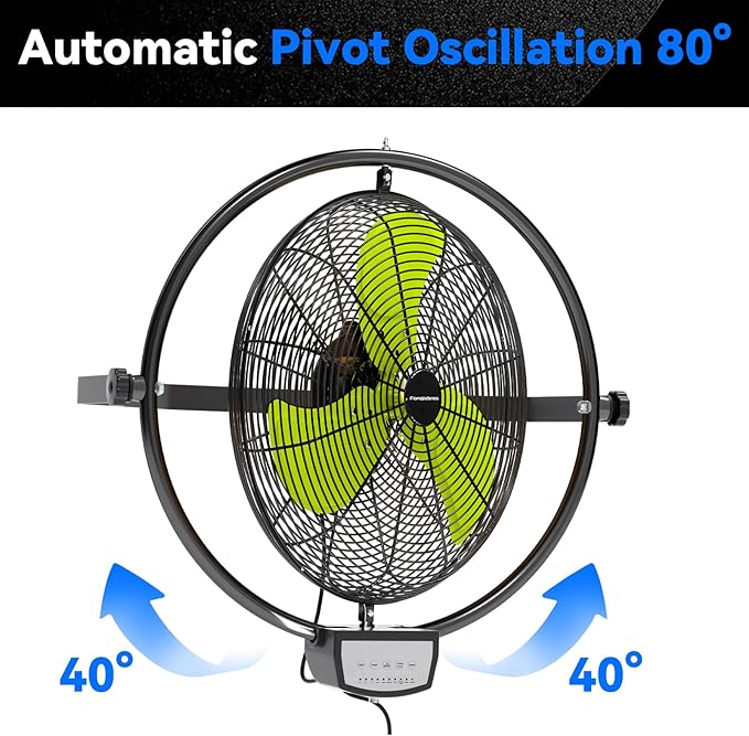 20 IN 5500 CFM Remote Control Wall Mount Fan, 3 Speed High Velocity Wall Fan - Image 5