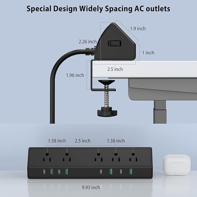 Jgstkcity Desk Clamp Power Strip, 45W Fast Charging Station, 4 USB-C, 4 USB-A - Image 7