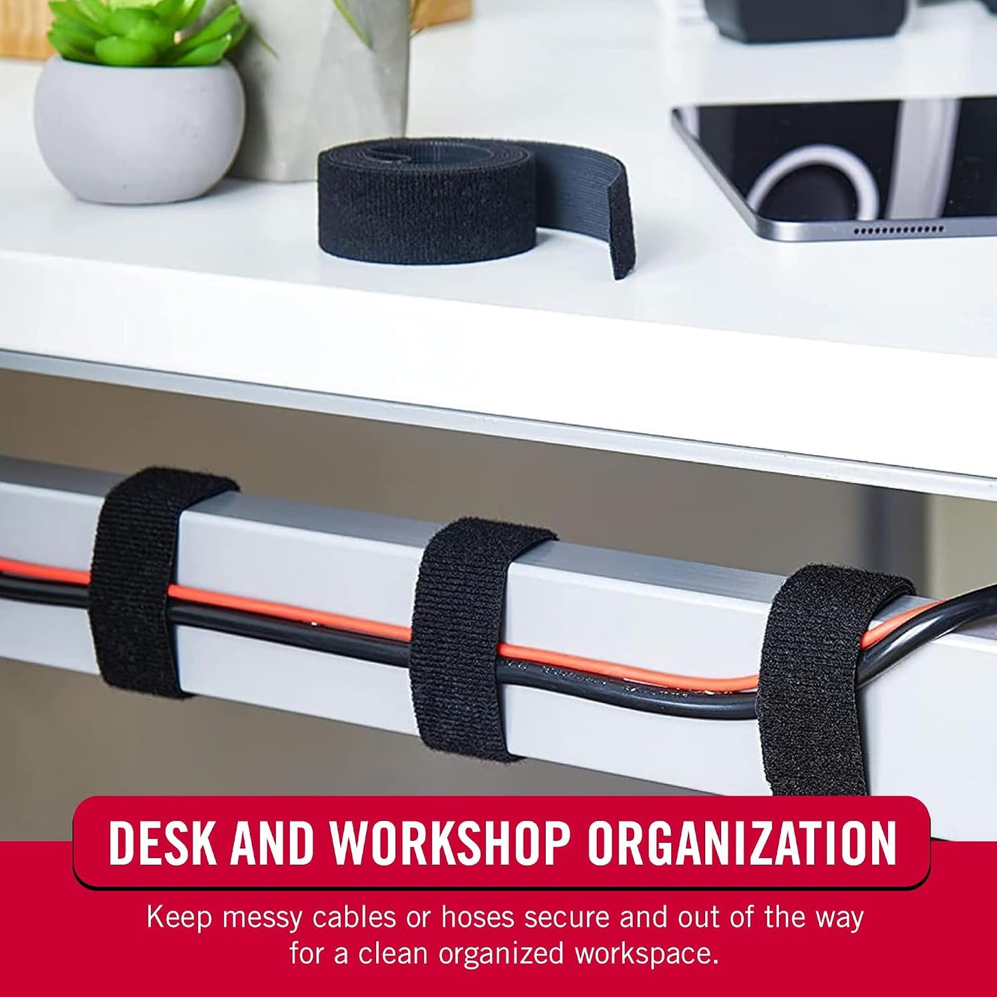 VELCRO Brand VEL-30765-AMS Extra Narrow Straps 1/2 in x 30ft Roll | Cut to Length Reusable Self-Gripping Tape | Organize and Bundle Electric Cords, Ropes, Cable Management Solutions, Wire Ties | Black | Extra Narrow Reusable Self Gripping Tape For