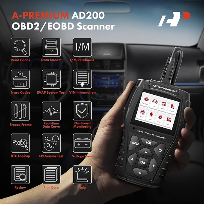 A-Premium AD200 Professional OBD2 Scanner Car Diagnostic Tool, OBDII EOBD Code - Image 2