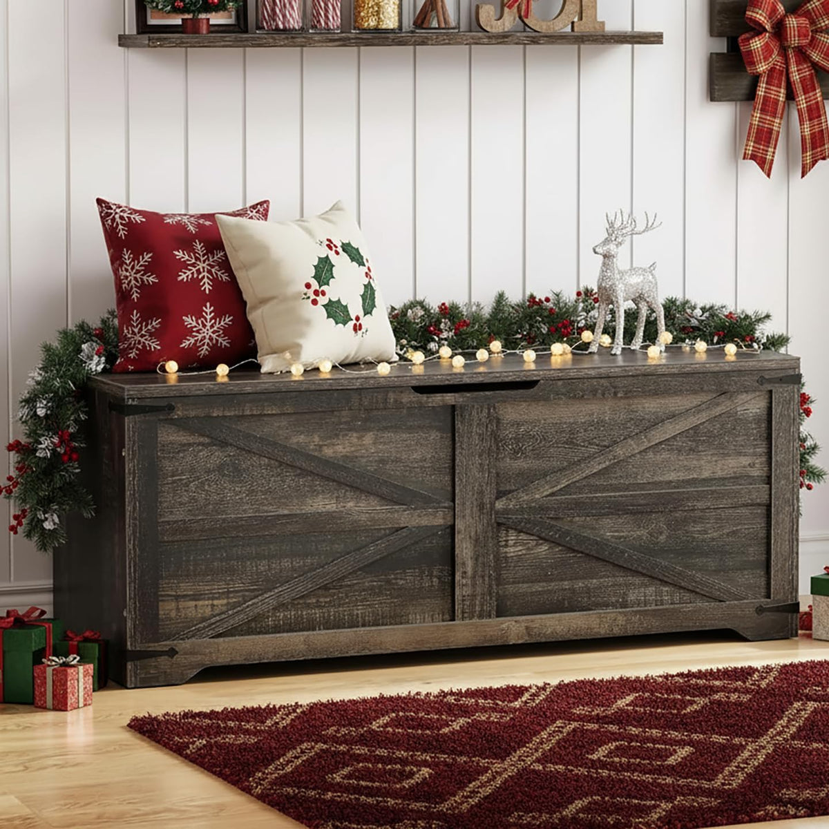 dwvo storage bench, 47.2" farmhouse storage chest with, main product view