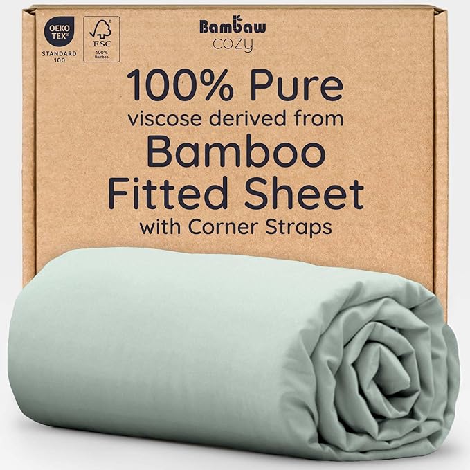 Bambaw 100% Viscose Derived from Bamboo Fitted Sheet King Size, Cooling Fitted by Bambaw