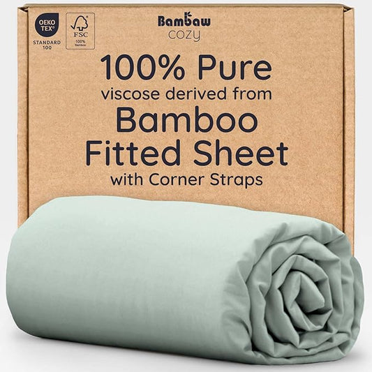 Bambaw 100% Viscose Derived from Bamboo Fitted Sheet King Size, Cooling Fitted by Bambaw