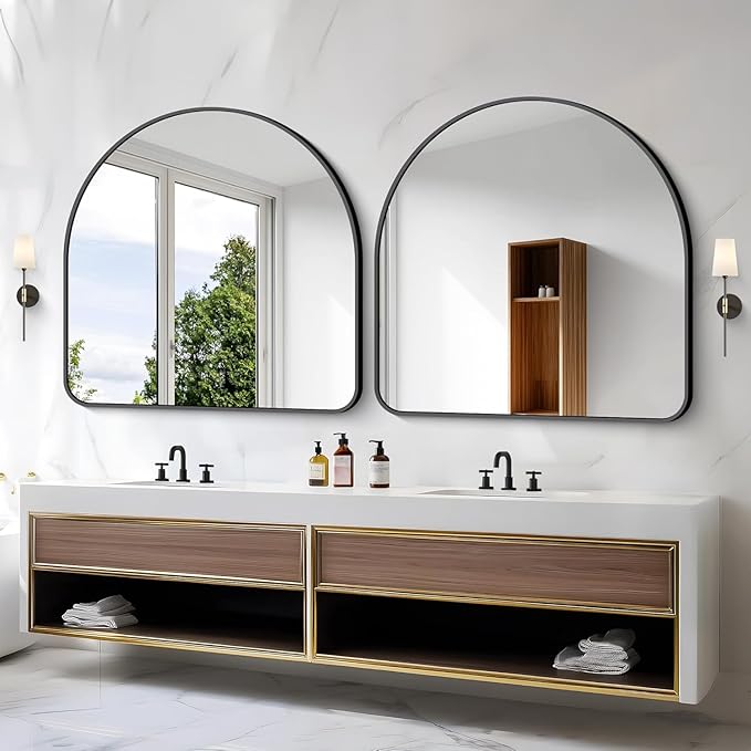 Arched Bathroom Mirror, Wall Mounted Mirror, Vanity Wall Mirror Metal Frame - Image 6