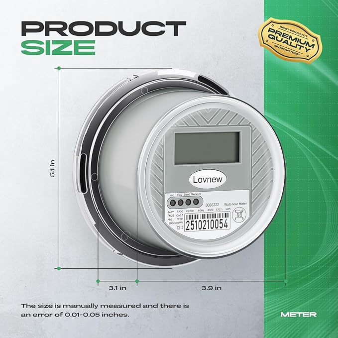 RV Digital Electric Meter, 240V 2 Wire kWh Watt Power Meter - Image 2
