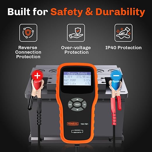 YOWEXA YW-781 Car Battery Tester 12V 24V, Automotive Battery Load Tester and - Image 7