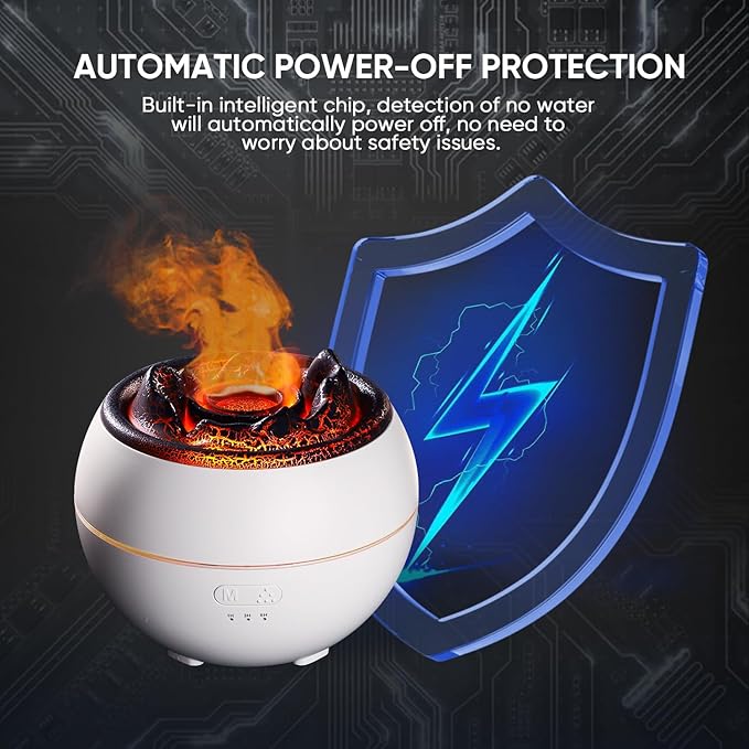 Essential Oil Diffuser, Volcano Fire Flame Aromatherapy Diffuser, 360ml - Image 6