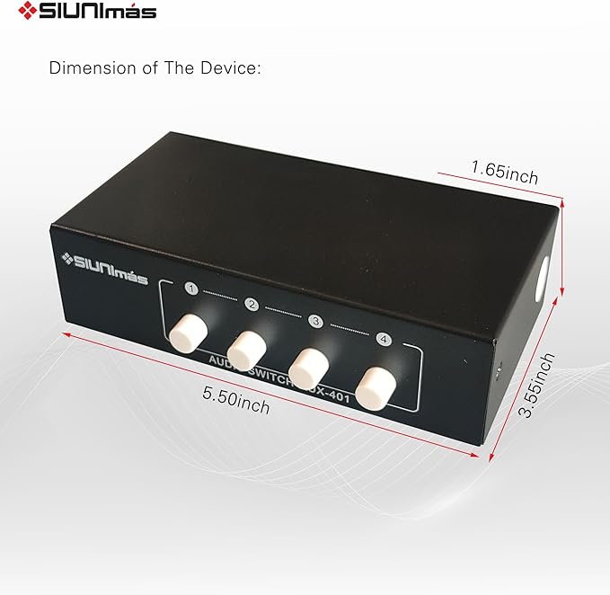 SIUNIMAS 4-in 1-Out RCA and 3.5mm Aux Audio Receiver Switching Box 4 Channels - Image 6