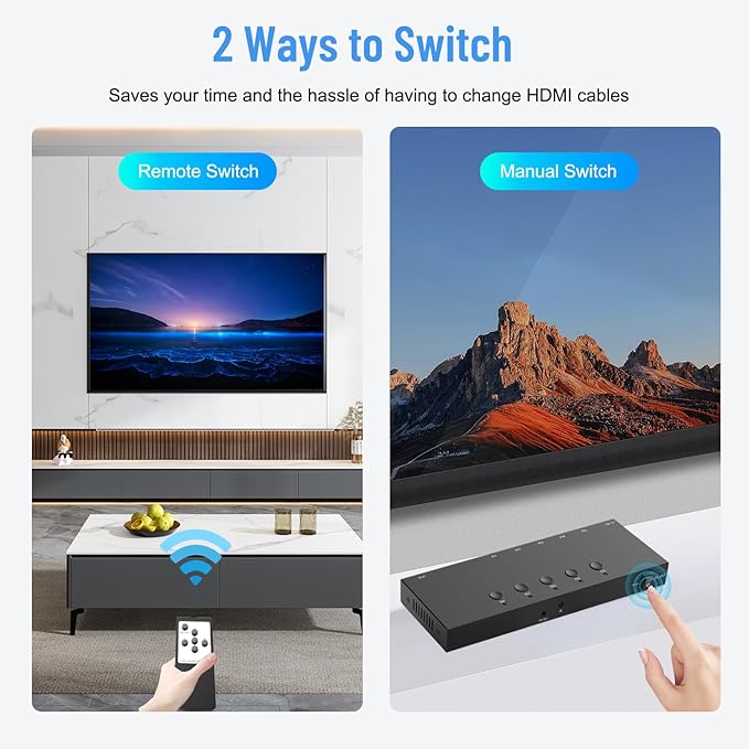 RuiPuo 5Port HDMI Switcher 4K@60Hz 5In 1Out HDMI Selector - Image 4