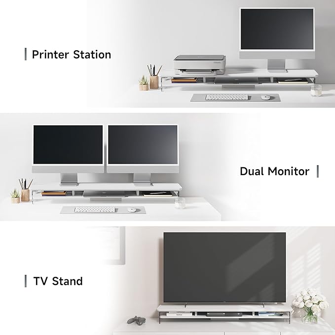Fenge Acrylic Monitor Stand Riser, 42.5 Inches Dual Monitor Stand - Image 5