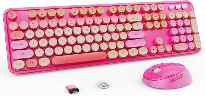 Nowlike Wireless Keyboard and Mouse Combo, Retro Typewriter Keyboard by Unknown