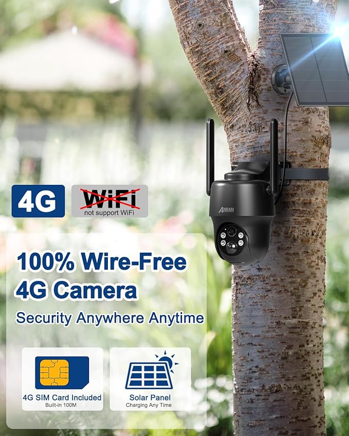 ANRAN 4G LTE Cellular Solar Security Camera Wireless Outdoor, No WiFi 2K Solar - Image 2