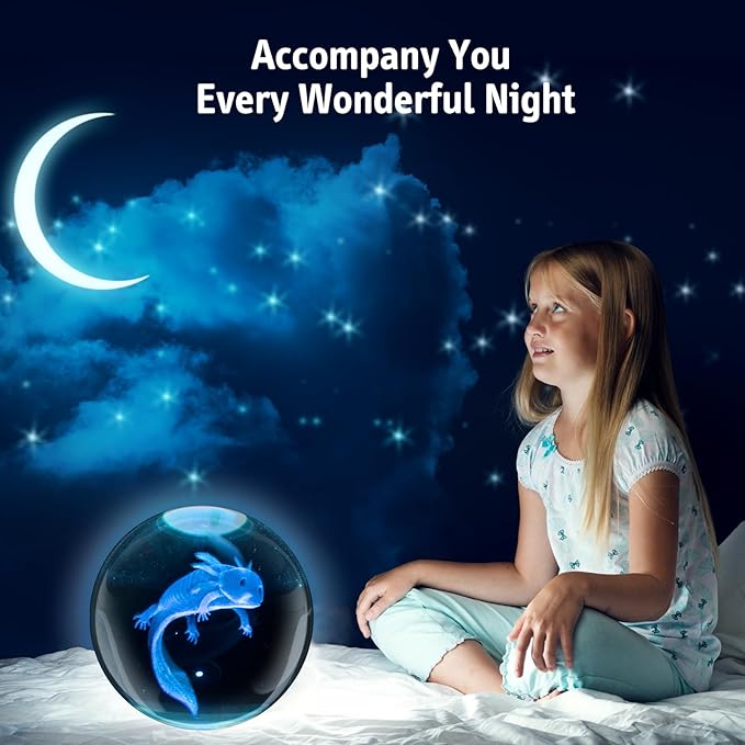 LQYHZCZQ 3D Axolotl Crystal Ball Night Light - Image 4