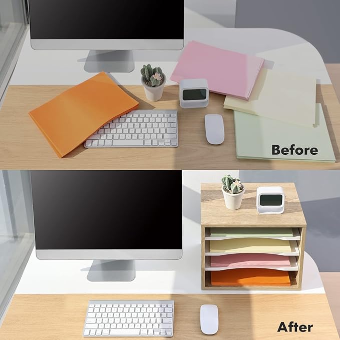 FITUEYES Wood Desk Paper Sorter Organizer - Image 5