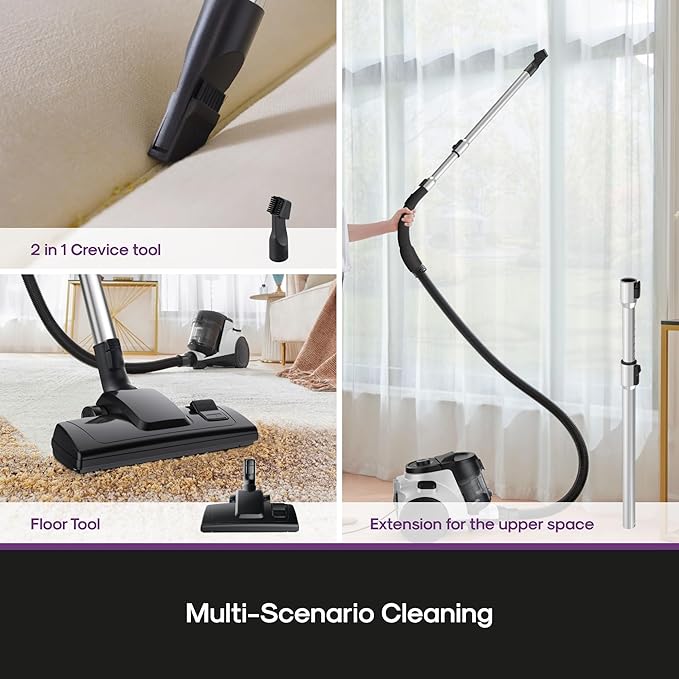 Eureka Bagless Canister Vacuum Cleaner, 1100W High Power Vacuum Cleaner - Image 6