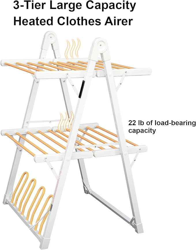 SHARNDY Electric Heated Clothes Drying Rack, Foldable Heated Garment Dryer - Image 3