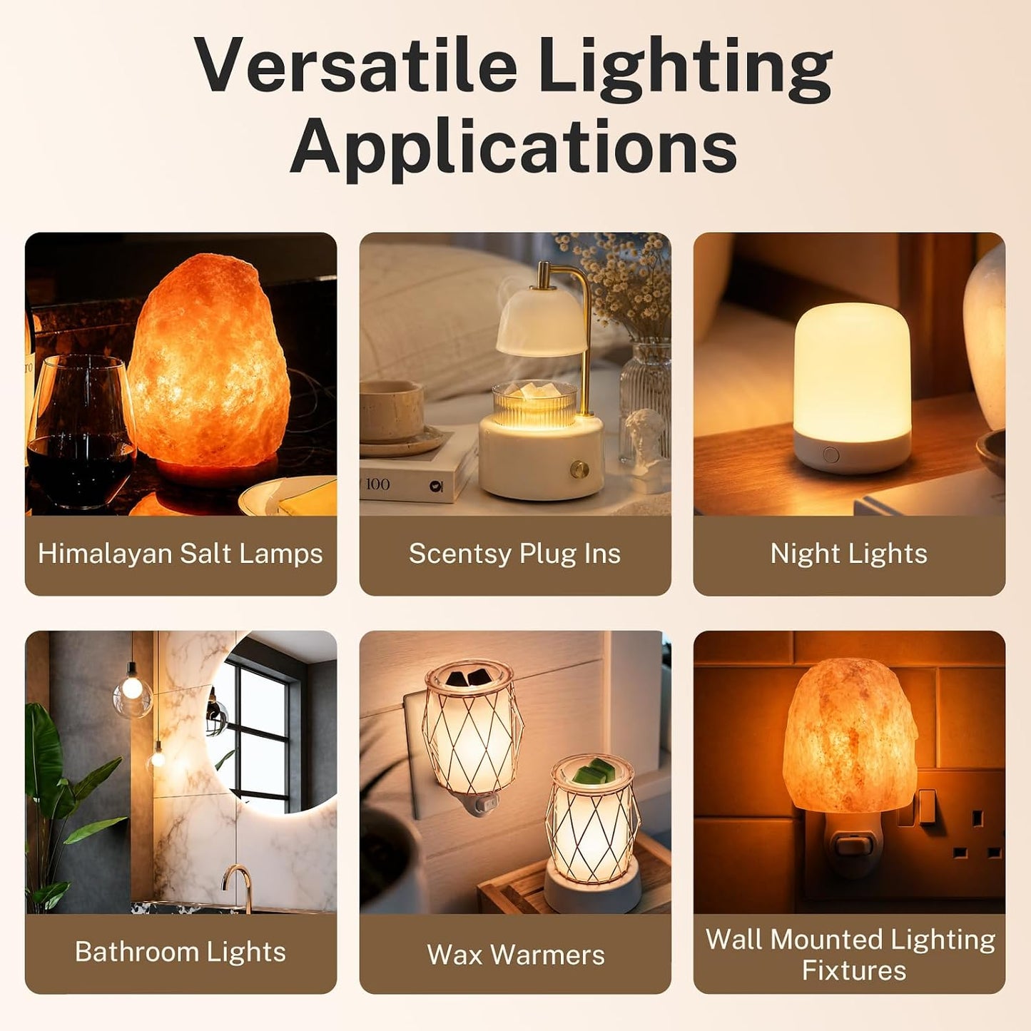 15W E12 Salt Lamp Bulb 120V 2700K Clear Glass Pack of 8 | T20 candelabra base bulbs fit salt lamps, wax warmers, night lights and bathroom lighting fixtures