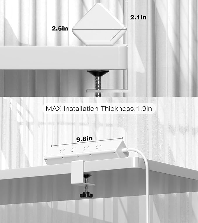 40W Fast Charging Station, Desk Clamp Power Strip, 4 USB-C Ports & 8 AC Outlets - Image 8