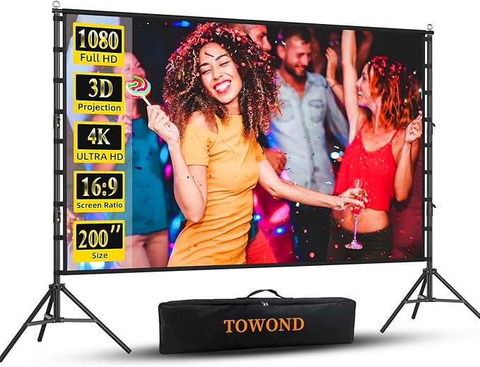Outdoor Projector Screen with Stand, TOWOND 200 Inch Portable Projection Screen by TOWOND-JLFOfficial