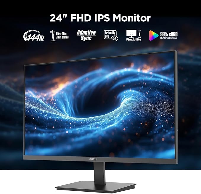 KOORUI 24 Inch Gaming Monitor 144Hz Full HD 1920 x 1080p IPS Ultra-Slim Display - Image 4