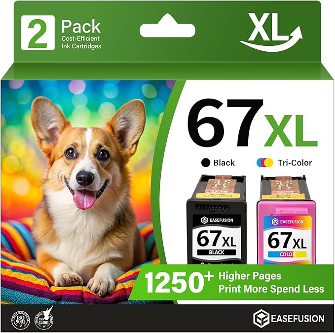 EaseFusion 67XL Ink Cartridges Black/Color Combo Pack Replacement by EasyPrintingwithEaseFusion