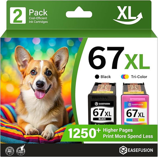 EaseFusion 67XL Ink Cartridges Black/Color Combo Pack Replacement by EasyPrintingwithEaseFusion