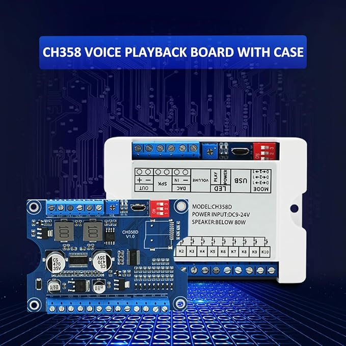 80W Vocie Playback Module, CH358D Low Lever Trigger 8MB DC 9-24V Sound Board - Image 8