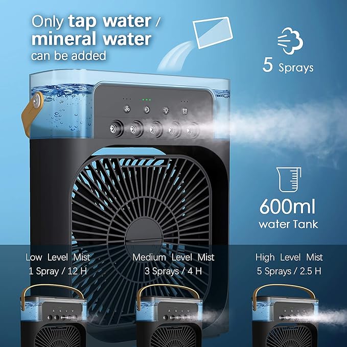 NTMY Personal Air Cooler, Portable Air Conditioner Fan, Mini Evaporative Cooler - Image 3