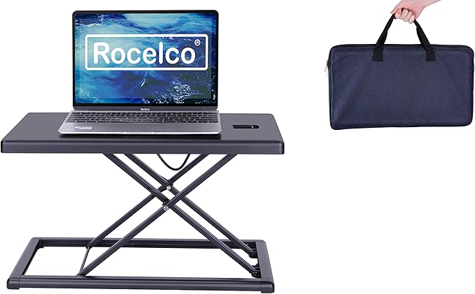 Rocelco 19" Portable Laptop Riser, Height Adjustable Travel Standing Desk by Rocelco