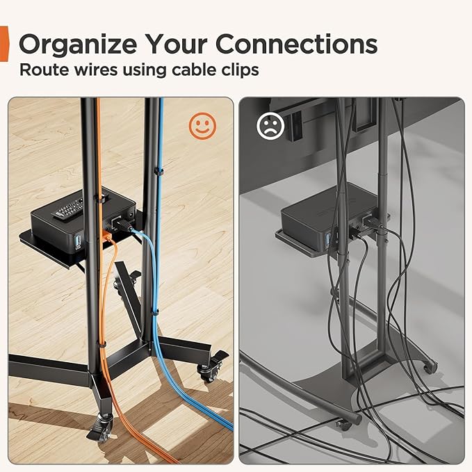 Perlegear Rolling TV Stand, Mobile TV Stand on Wheels - Image 7