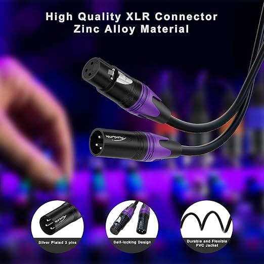 AuxLink XLR Cables, Banlaced XLR Cable Male to Female 50ft 2Pack Mic Cable - Image 4