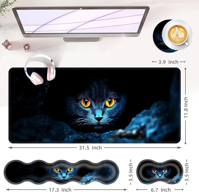 BFUKVOU Large Keyboard Mouse Pad Set, Extended Mouse Pad+Keyboard Wrist Rest - Image 6
