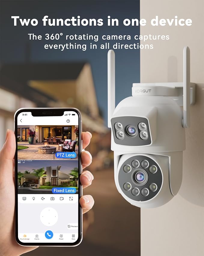 VORGUT Security Camera Outdoor Wireless, Dual Lens 2K 355° PTZ Home Security - Image 6
