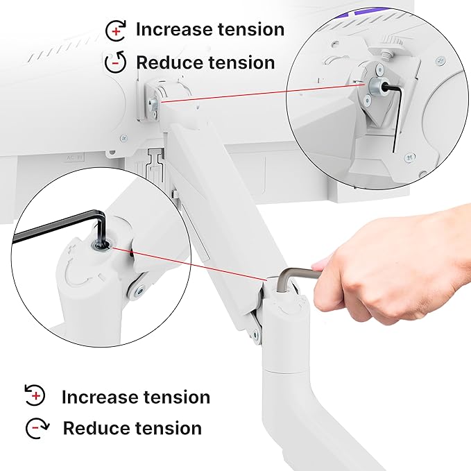 Pixio PS2S White Ultrawide Heavy-Duty Premium Single Monitor Arm Stand Desk - Image 7