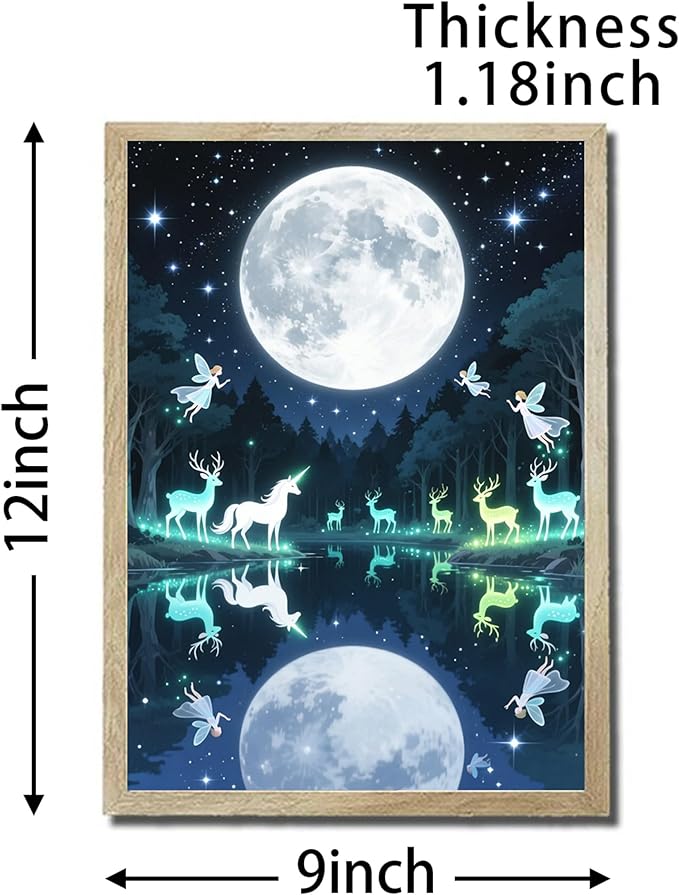 URVIP LED Glowing Photo Frame, 3D Starry-Sky Moon Animal Wall Art, 9x12 Inches - Image 2