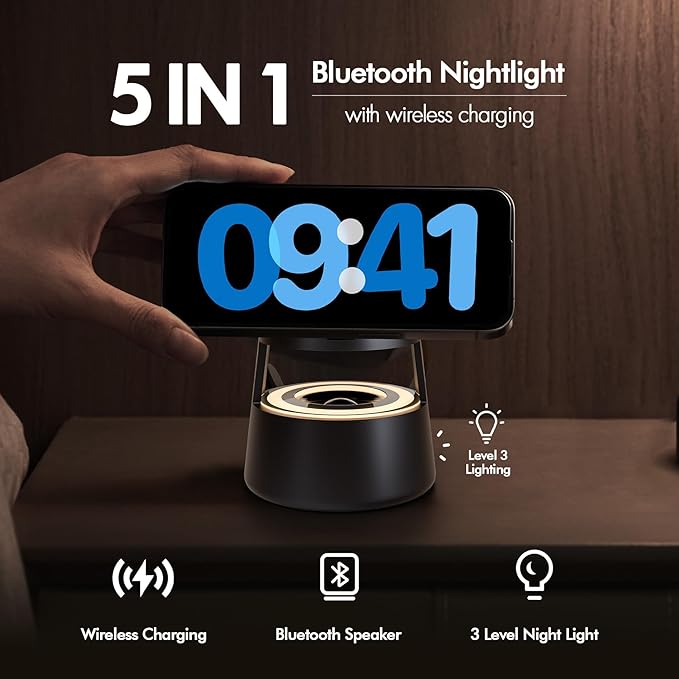 5 in 1 Magnetic Wireless Charger Bluetooth Speakers and Night Light - Image 4