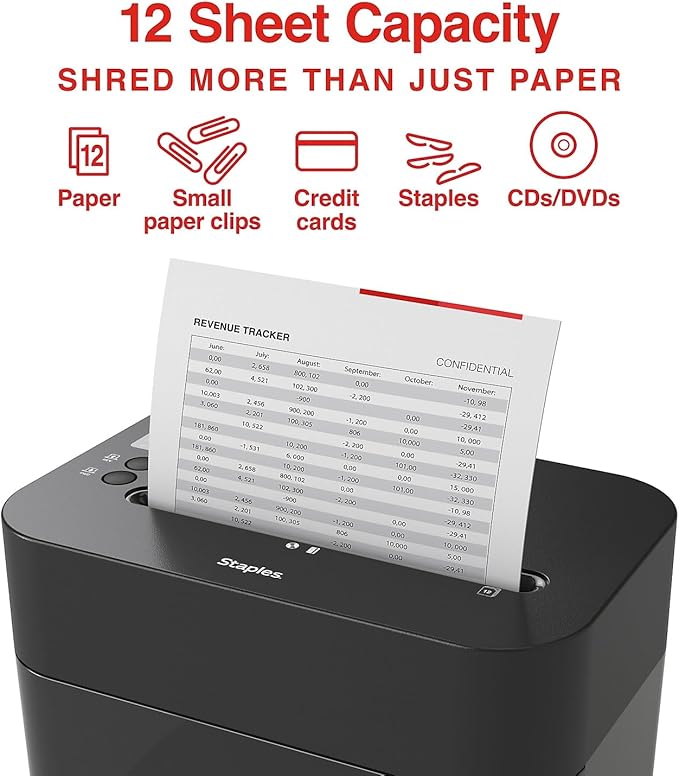 Staples 12-Sheet Micro-Cut Shredder – Compact High-Security Shredding - Image 2