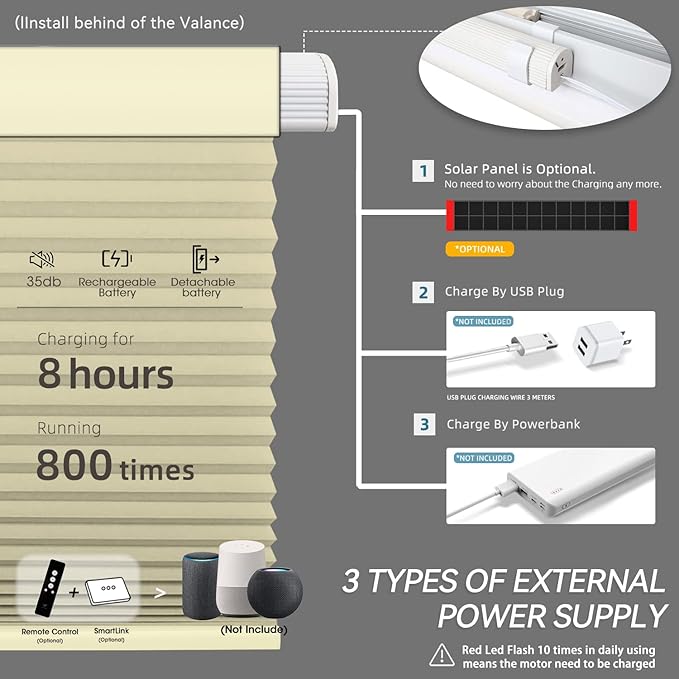SmartWings Motorized Cellular Shades, Honeycomb Blinds Compatible - Image 7