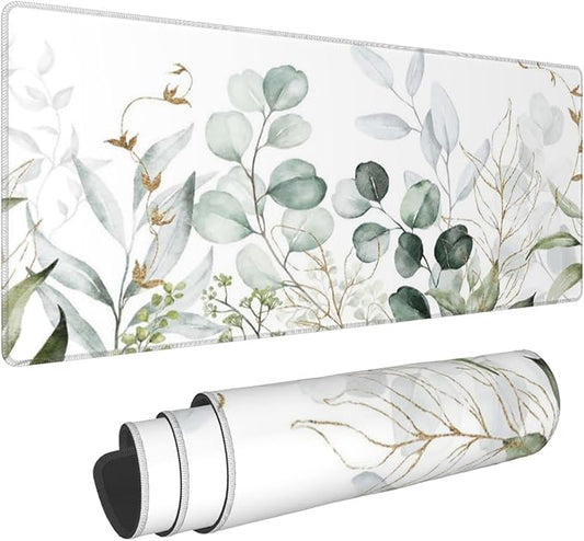 Green Gold Leaves and Branches Extended Big Mouse Pad Large, XL Gaming Mouse by CANFLASHION