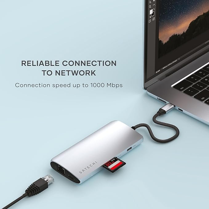 Satechi 8 in 1 USB C Hub Multiport Adapter V3, 8K HDMI, 100W Charging, 4 USB - Image 6