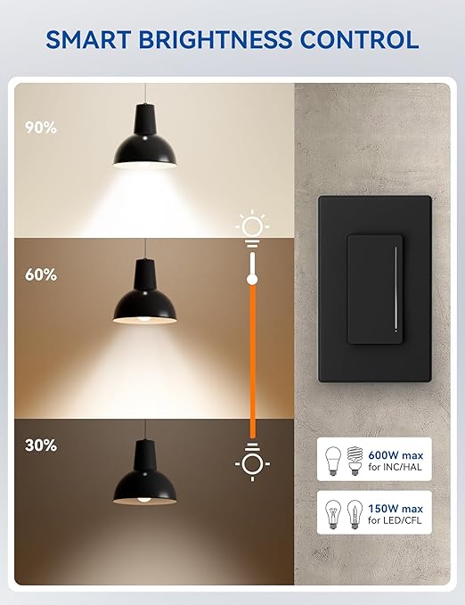 ELEGRP Smart Dimmer Light Switch DTR30, Single Pole or 3 Way, 2.4GHz Wi-Fi - Image 4
