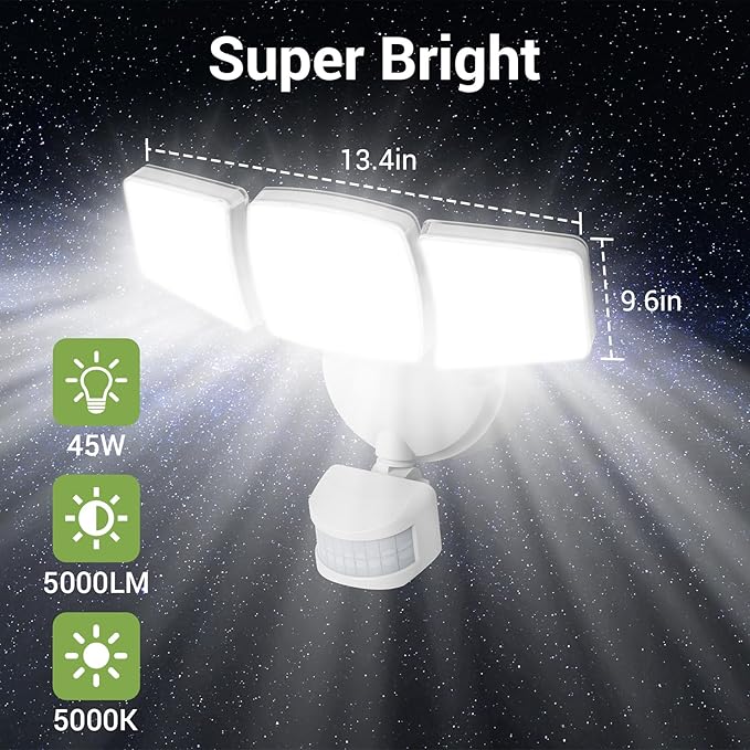 NOVOSTELLA Security Lights Motion Sensor Outdoor, Dusk to Dawn 45W 5000lm 5000K - Image 5