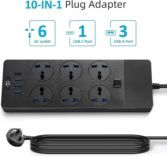 UK to US Plug Adapter, Jumpso Power Strip - Image 2