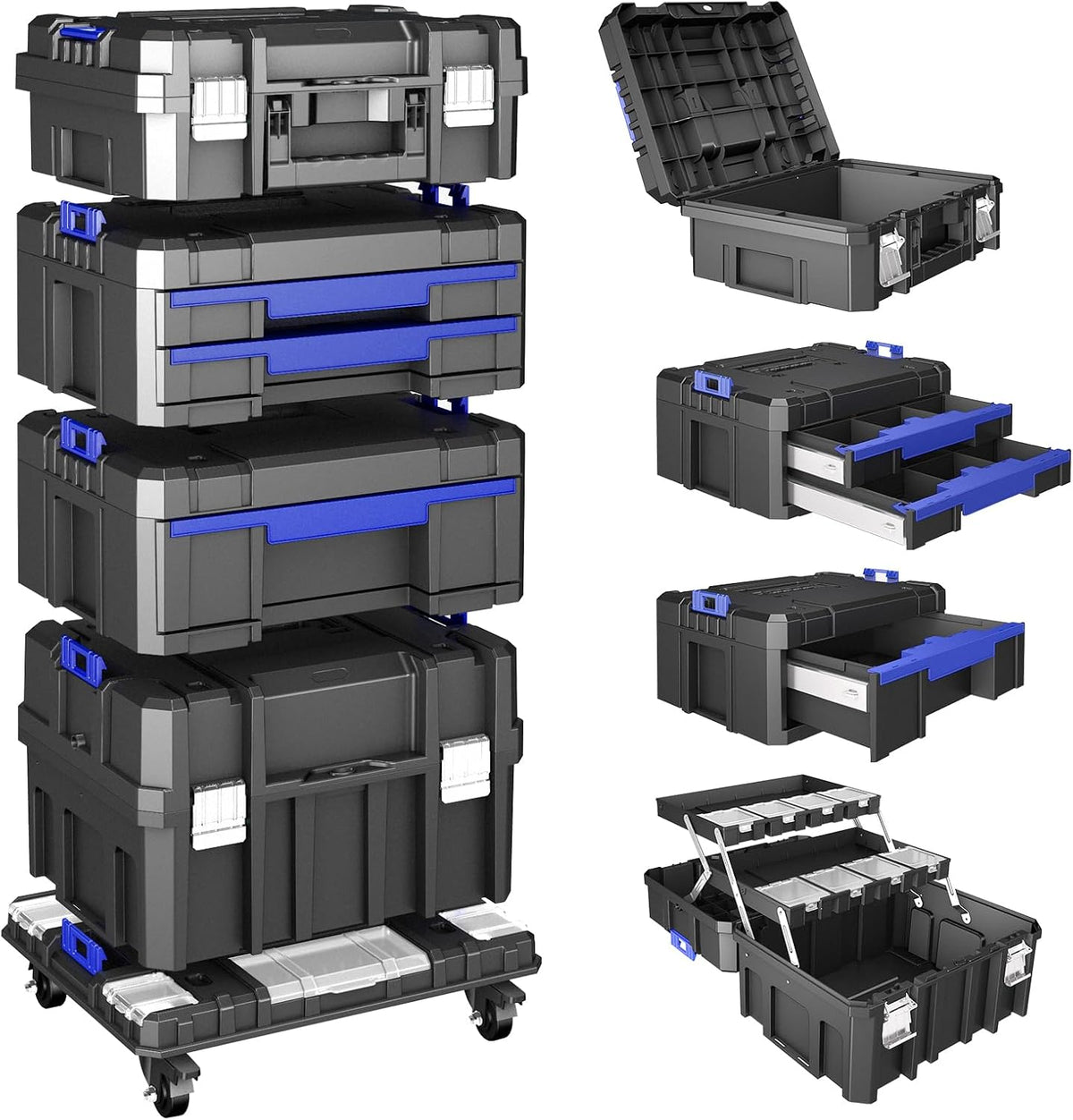 airaj 4 tier stackable rolling tool box with, main product view