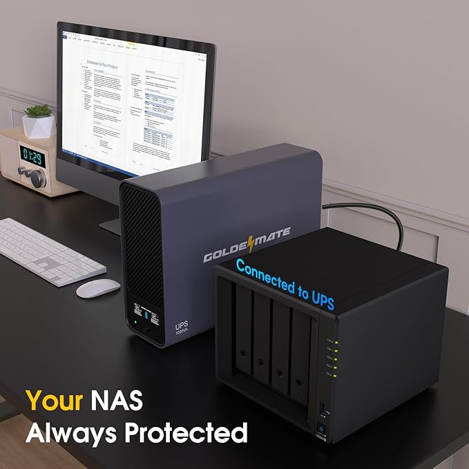 GOLDENMATE 1000VA/600W Lithium UPS Battery Backup and Surge Protector, Sinewave - Image 2
